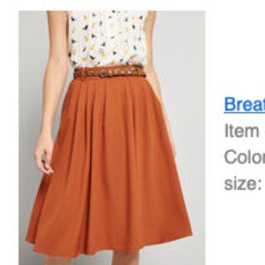 Modcloth Breathtaking Lillies Midi Skirt - Pumpkin